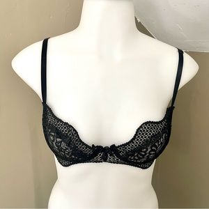 Vintage Designs by Paris Blk Sheer Demi Bra SZ S